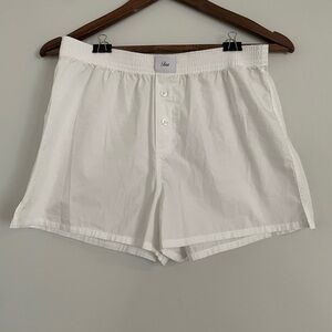 TNA White Cotton Pajama Shorts Relaxed Fit